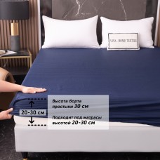 Простынь на резинке Страйп Сатин Однотонный 100% хлопок RR1CT033, размер 160*200*30 