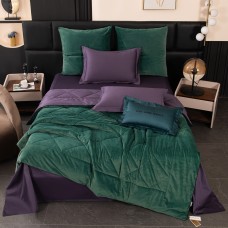 Комплект постельного белья Сатин Velvet Premium с Одеялом VP005, Евро, наволочки 4 шт  