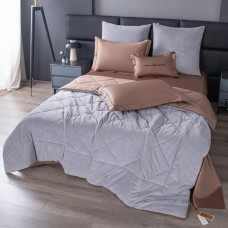 Комплект постельного белья Сатин Velvet Premium с Одеялом VP003, Евро, наволочки 4 шт  